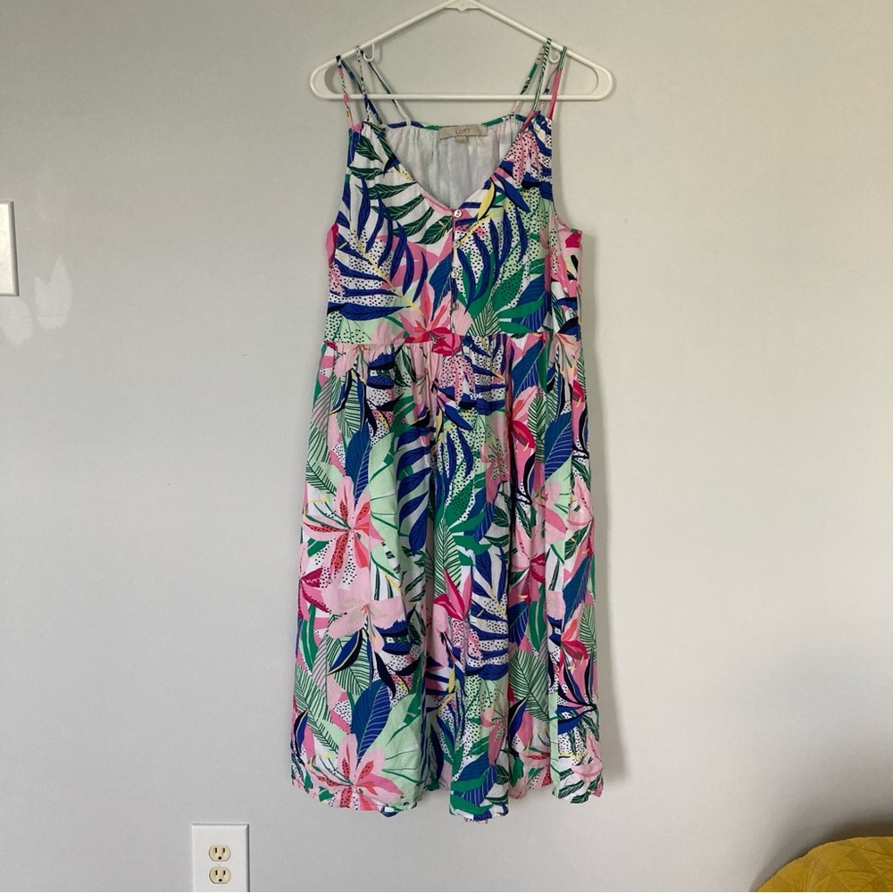 Loft Floral Sundress w/ Button Detail | Size 10